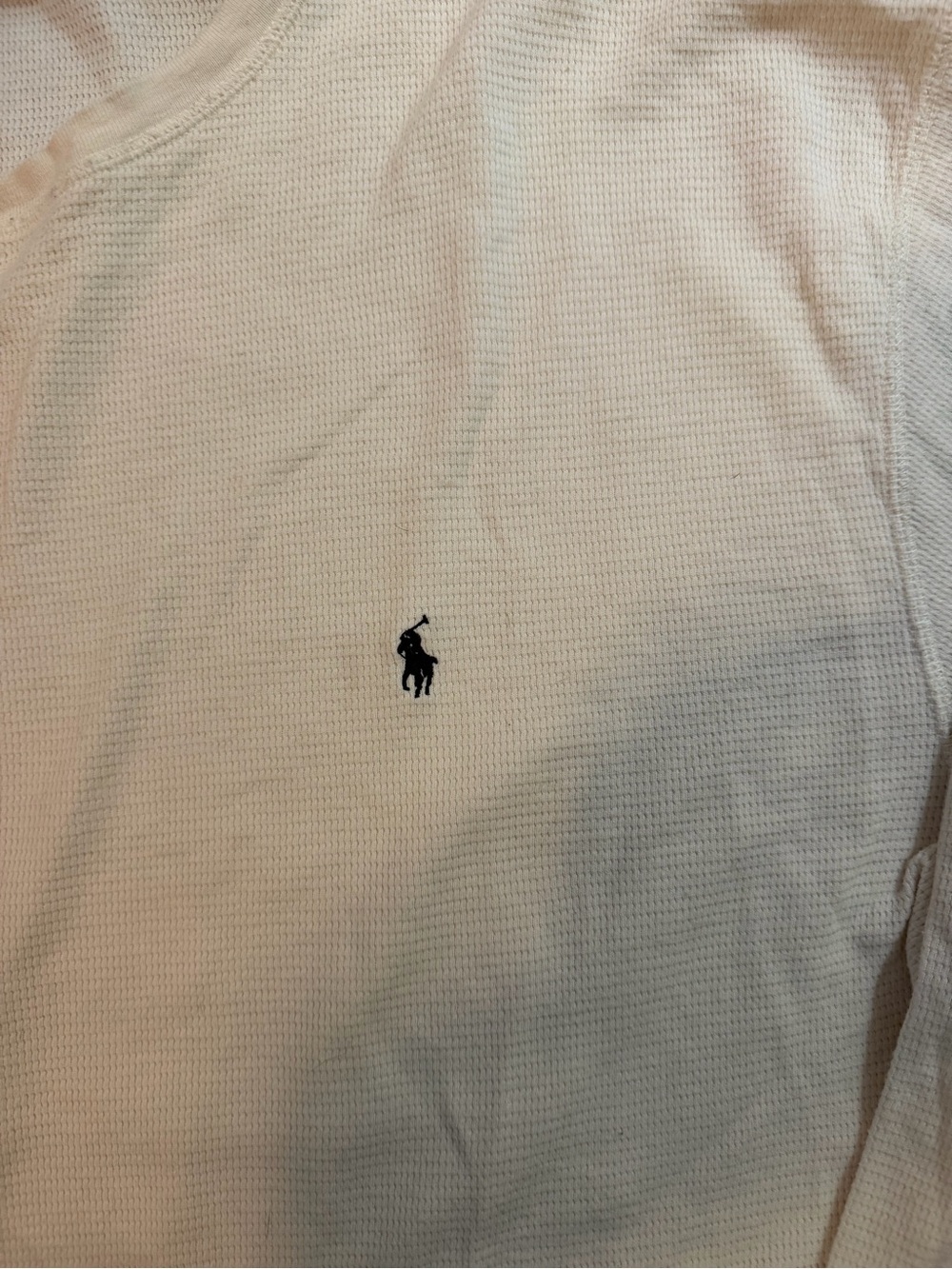 Polo by Ralph Lauren Cream Long Sleeve Waffle Knit Shirt - Picture 3 of 4